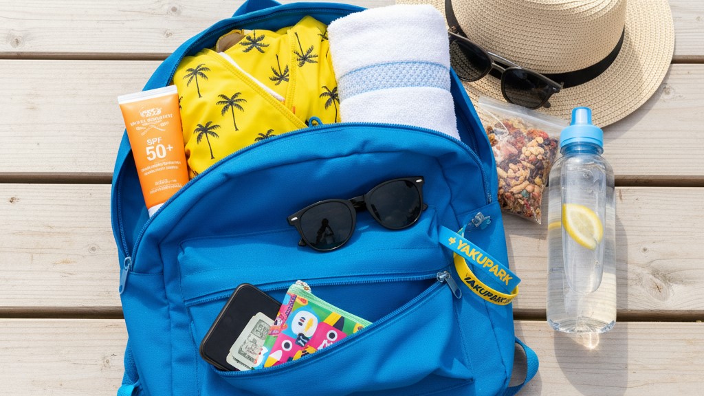 Mochila con toalla, ropa de baño y accesorios listos para Yakupark.